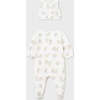 Bunny Print Babygrow & Hat, Cream - Onesies - 4