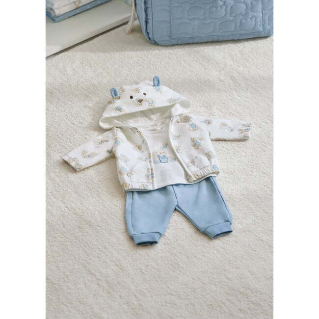 3pc Bunny Print Tracksuit, White - Mixed Apparel Set - 2