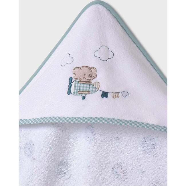 Jade Elephant Print Towel, White - Towels - 3