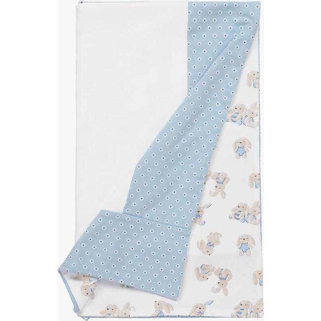 Bunny Embroidered Blanket, Blue - Blankets - 3