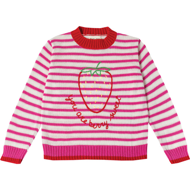 "Strawberry" Sweater, Off White & Pink