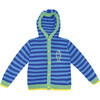 Embroidered Cardigan Sweater with Hoodie "Catch of the Day", Blue - Sweaters - 1 - thumbnail