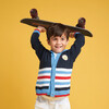 Embroidered Sweater Cardigan with Hoodie "Cool", Navy Blue - Sweaters - 2