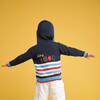 Embroidered Sweater Cardigan with Hoodie "Cool", Navy Blue - Sweaters - 3