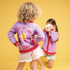Embroidered Cardigan Sweater "Lucky Me", Lilac - Sweaters - 2