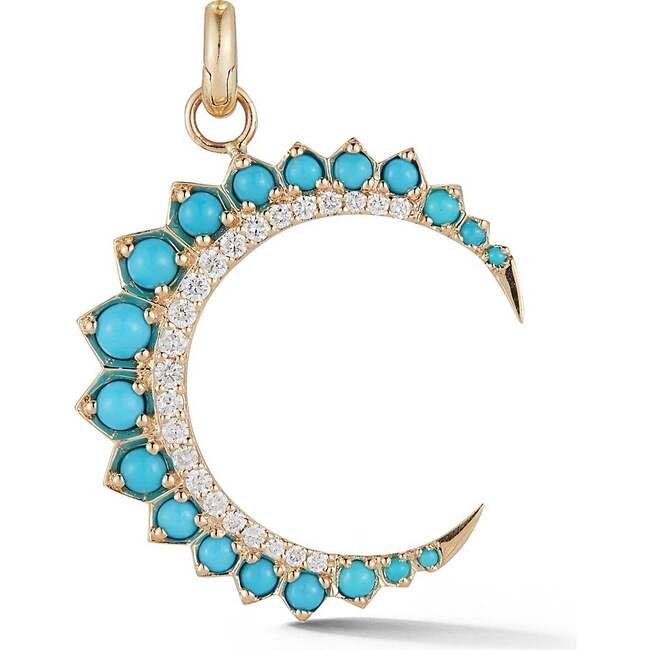 14K Gold Diamond & Turquoise Crescent Moon Estelle Charm