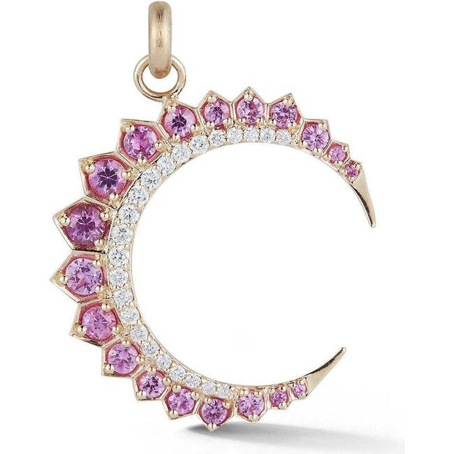 14K Gold Diamond & Pink Sapphire Crescent Moon Estelle Charm