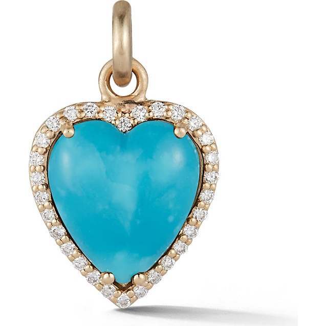 14K Gold Diamond & Turquoise Alana Heart Charm