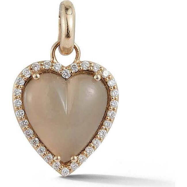 14K Gold Diamond & Grey Moonstone Alana Heart Charm