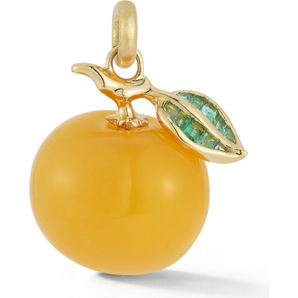 14K Gold Chrismatite & Emerald Sweet Orange Charm