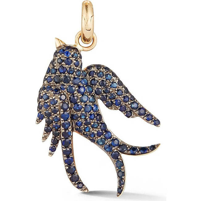 14K Gold & Blue Sapphire Birdie Charm