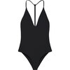 Women's All In One Piece Swimsuit, Black Matte - One Pieces - 1 - thumbnail