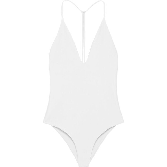 Women's All In One Piece Swimsuit, White Matte