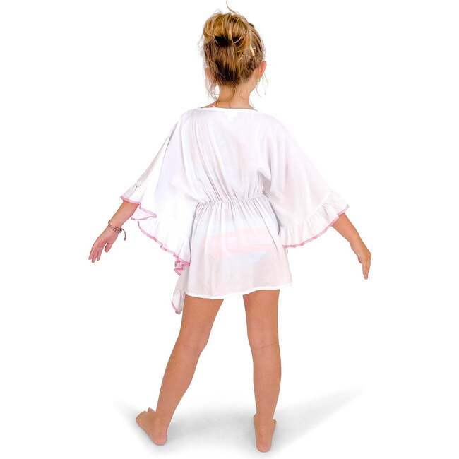 Sea Breeze Tassel Drawstring Waist Kaftan, White - Cover-Ups - 3