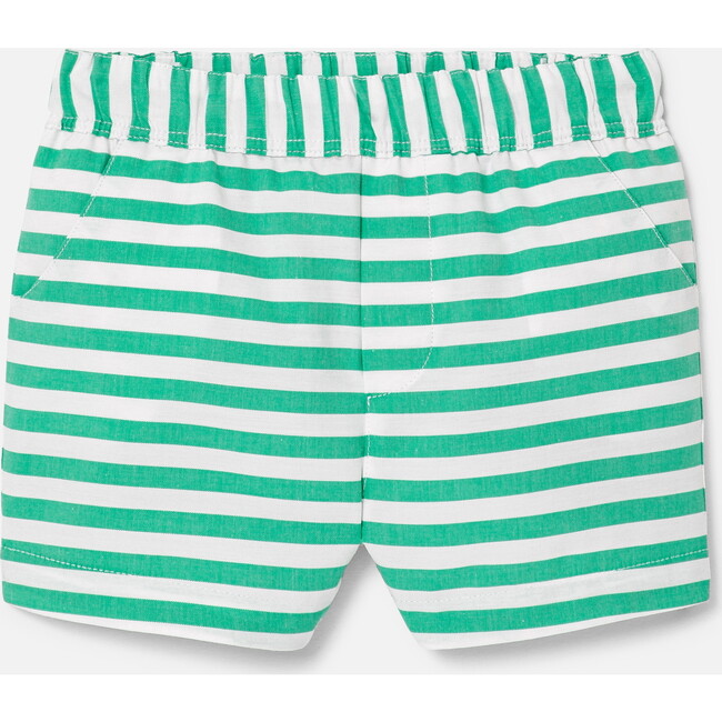 Baby Boy Striped Shorts, White & Green