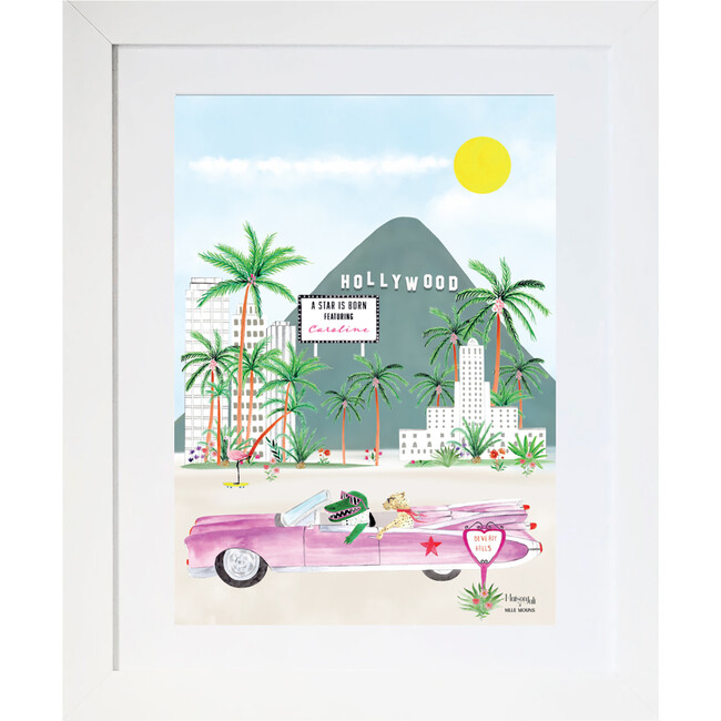 Girls The Convertible Of Hollywood Photo Frame, Pink Car - Art - 1