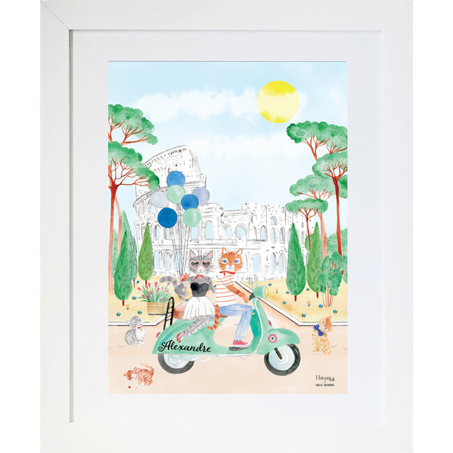 Boys The Cats At The Coliseum Of Rome Photo Frame, Blue Motorbike - Art - 1