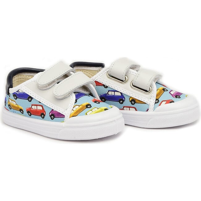 Cars Print Double Velcro Strap Sneakers, Multicolors