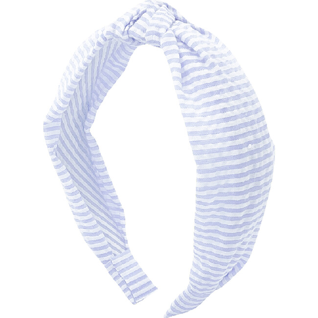 Seersucker Knot Headband, Blue