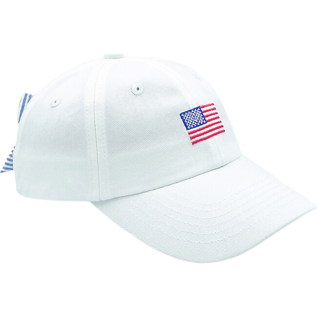 American Flag Bow Baseball Hat, White