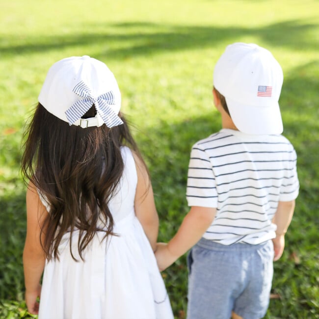 American Flag Baseball Hat, White - Hats - 5