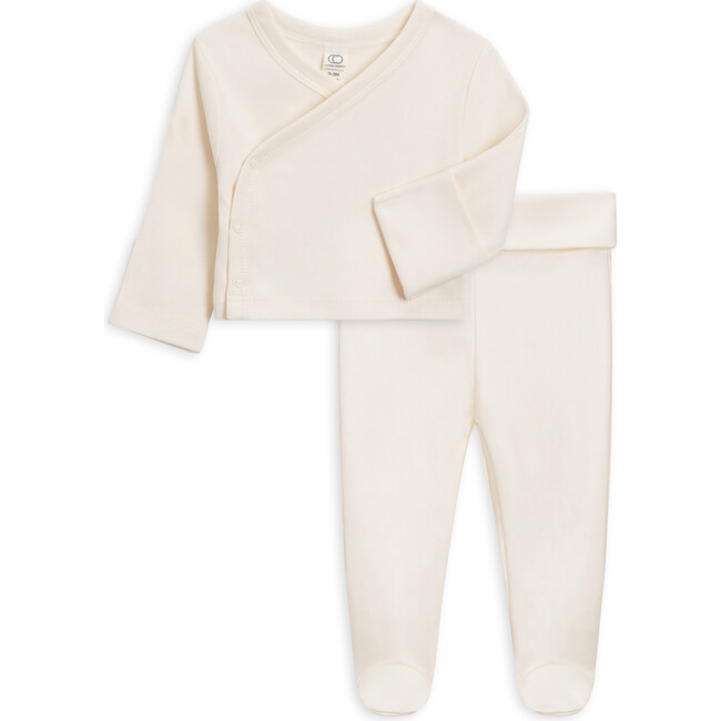 Organic Kimono Top and Pant Set, Ivory - Mixed Apparel Set - 1