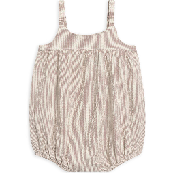 KENDI Caspia Seersucker Bubble Romper, Shore Stripe / Truffle - Colored Organics Rompers ...