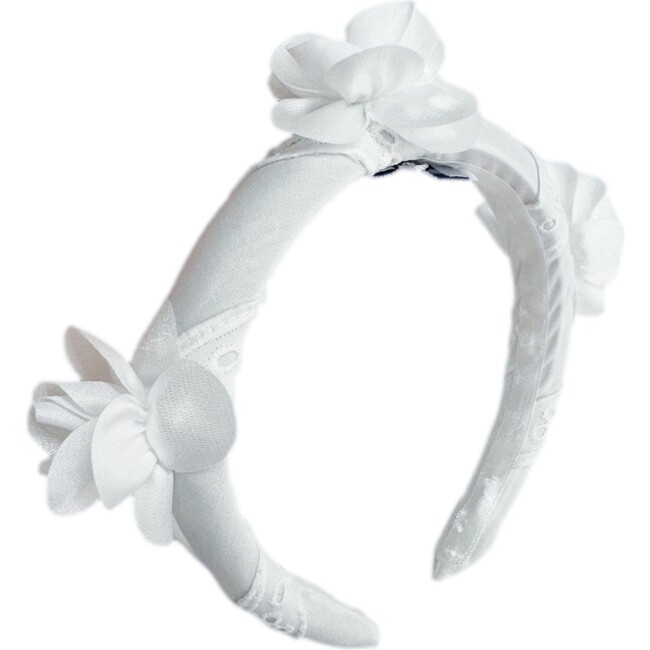 Blanca White Flower Headband, White