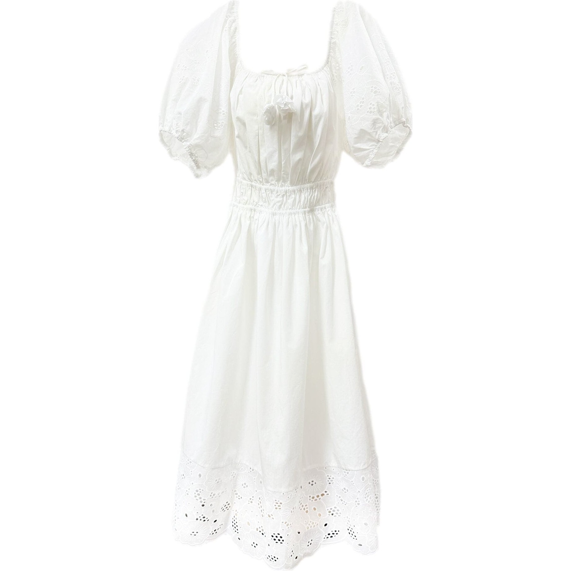 Blanca White Cotton Mom Dress, White - Dresses - 1
