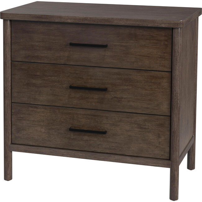 Lennon 34 in. Rectangular 3 Drawer Wood Rounded Leg Dresser, Brown - Dressers - 1