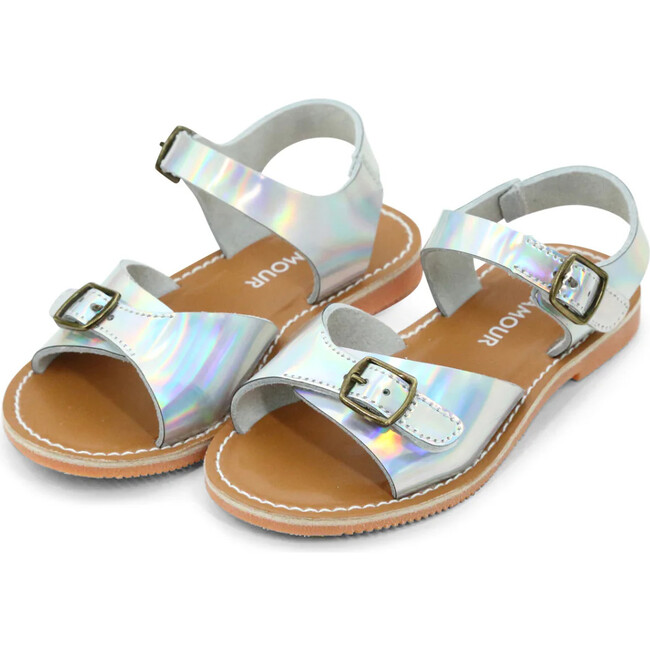 Olympia Buckled Sandal, Holographic