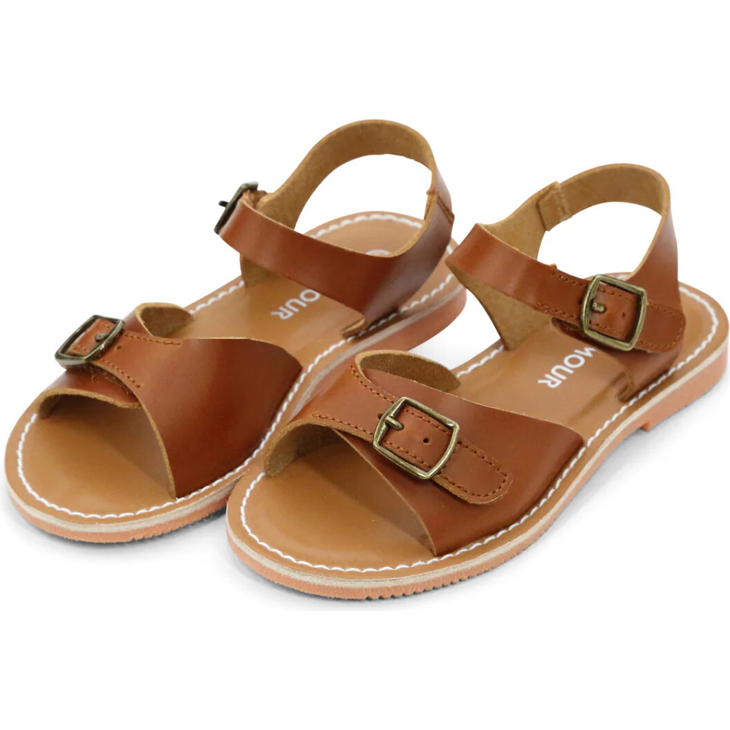 Olympia Buckled Sandal, Cognac - Sandals - 1