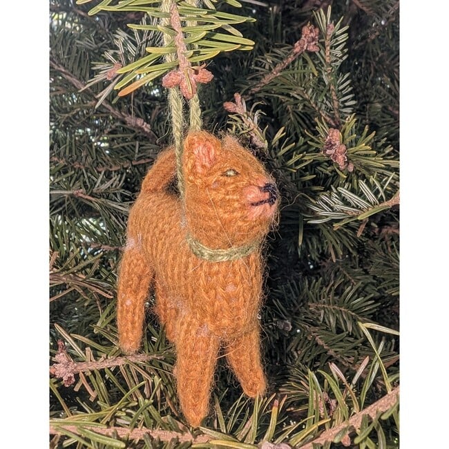 Hand Knit Alpaca Wool Abyssinian Cat Ornament - Ornaments - 3