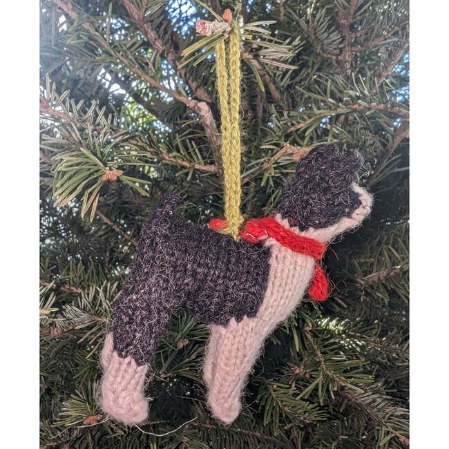 Knit Boston Terrier Ornament, White/Black - Ornaments - 5