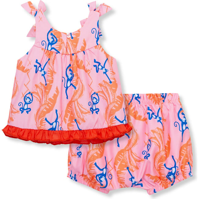 Baby Monkey Print Set, Pink - Mixed Apparel Set - 2