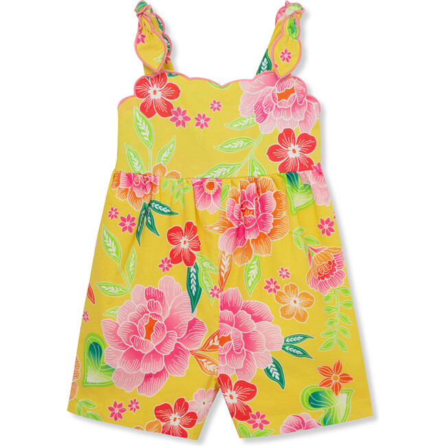Floral Tropical Romper. Yellow
