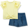 Tie Front Short Set, Yellow - Mixed Apparel Set - 1 - thumbnail