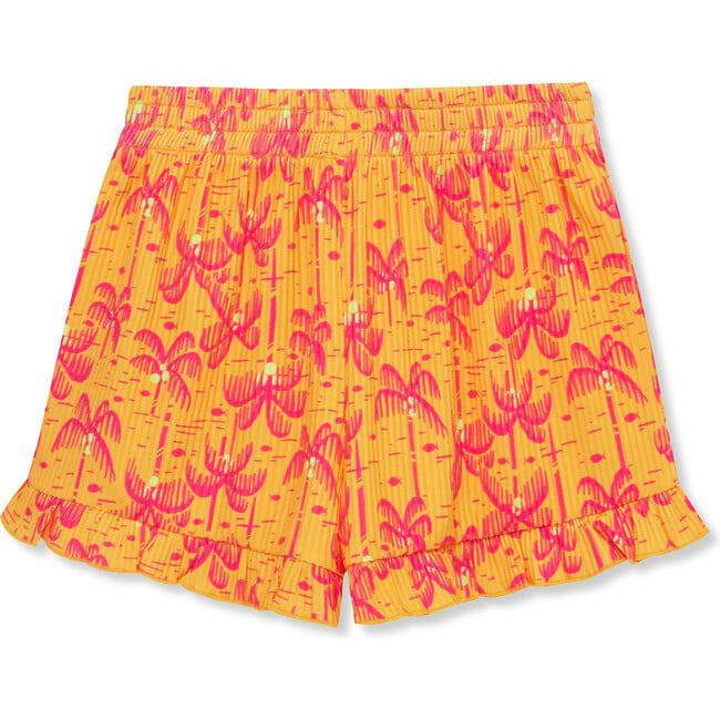 Ribbed Palm Trees Short, Orange - Shorts - 2