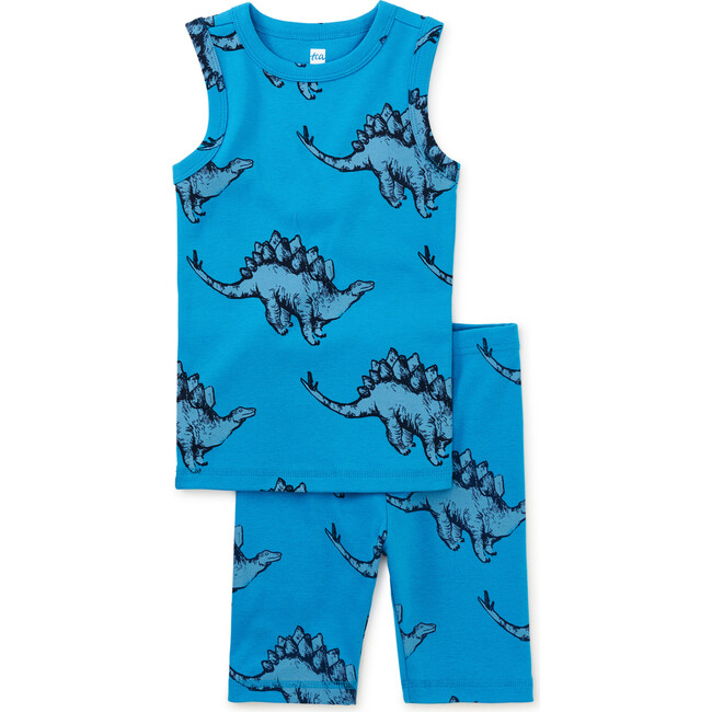 Summer Nights Tank & Above-Knee Short Pajama Set, Spiky Stegosaurus