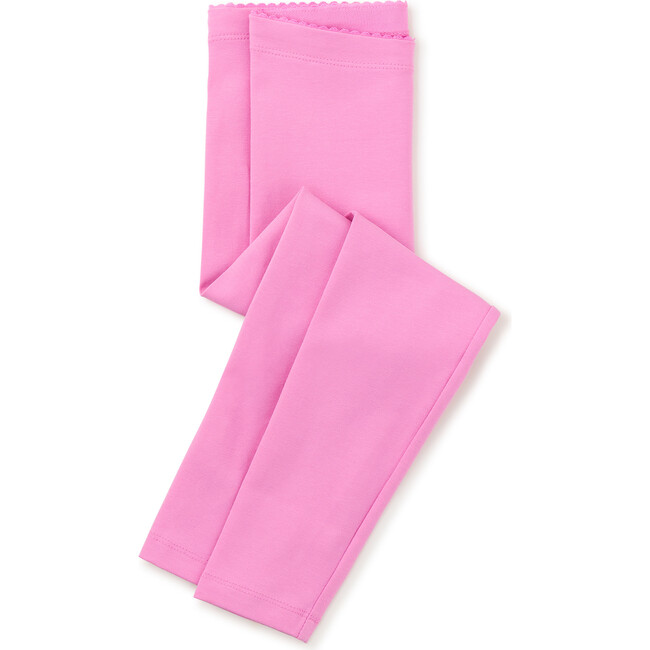 Solid Picot Trim Waist Leggings, Perennial Pink