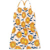 Smocked Sleeveless Cross-Back Strap Romper, African Sunflowers - Rompers - 1 - thumbnail