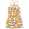 Smocked Sleeveless Cross-Back Strap Romper, African Sunflowers - Rompers - 2