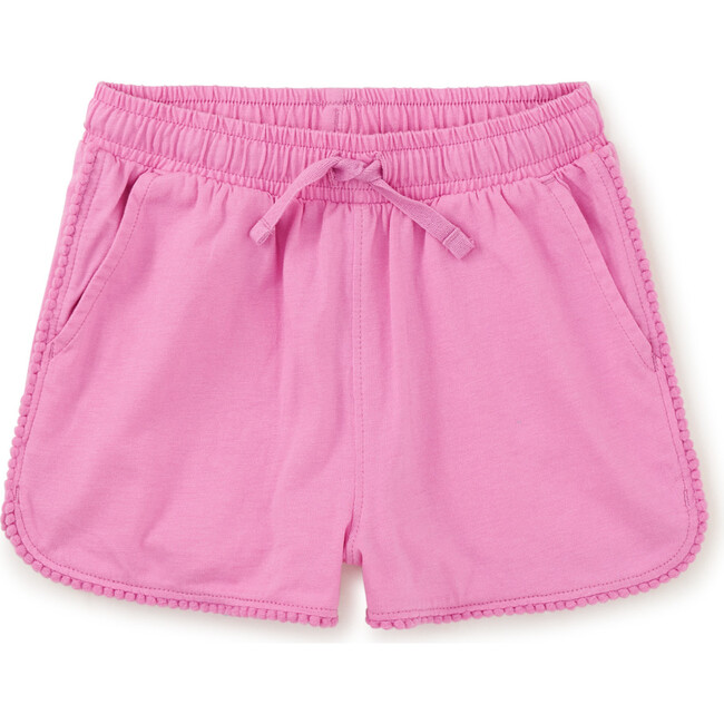 Pom-Pom Rounded Edge Drawstring Gym Shorts, Perennial Pink