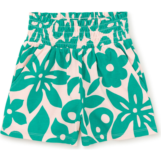 Paperbag Smocked High-Waist Mid-Thigh Shorts, Malindi Floral