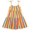Tie Shoulder Tiered Dress, Lamu Sunset Stripe - Dresses - 1 - thumbnail