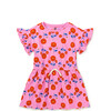 Tie Waist Short Flutter Sleeve Dress, Indian Poppy - Dresses - 1 - thumbnail
