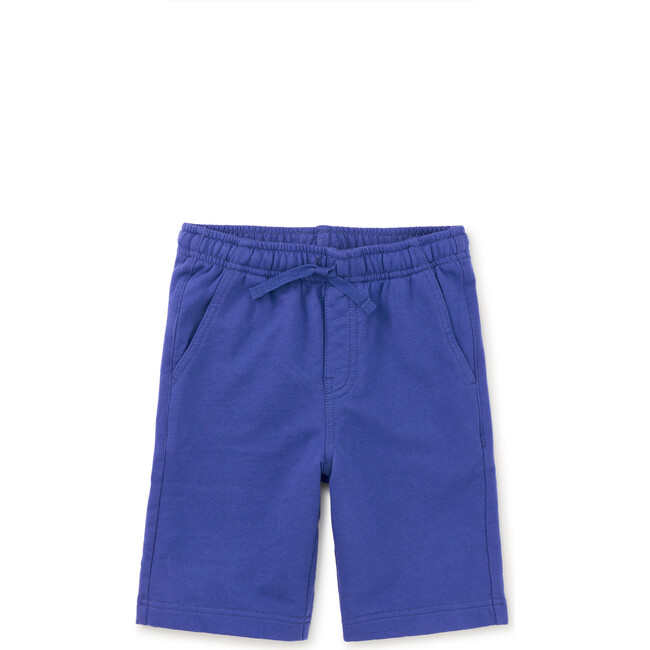 Vacation Long Mid-Thigh Drawstring Shorts, Cosmic Blue
