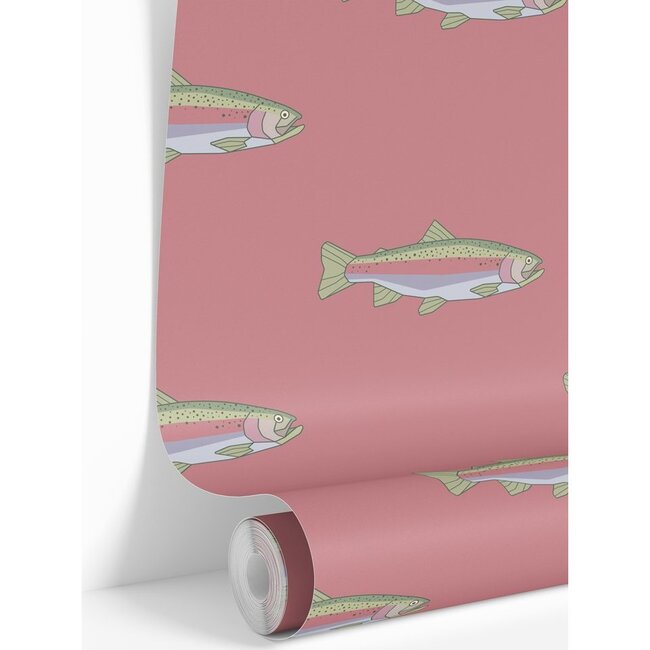 Trout XXL Traditional Wallpaper, Pink Rainbow