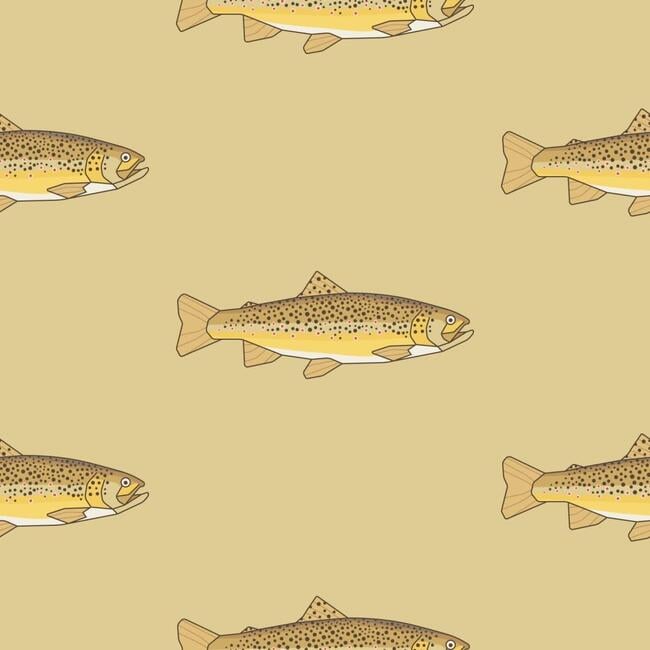 Yellow & Tan Trout Traditional Wallpaper - Wallpaper - 3