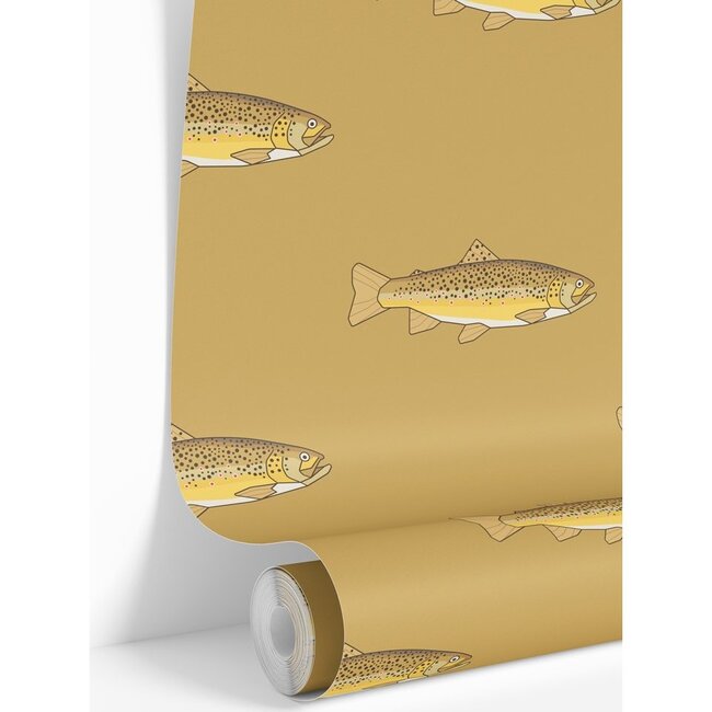 Trout XXL Traditional Wallpaper, Gold